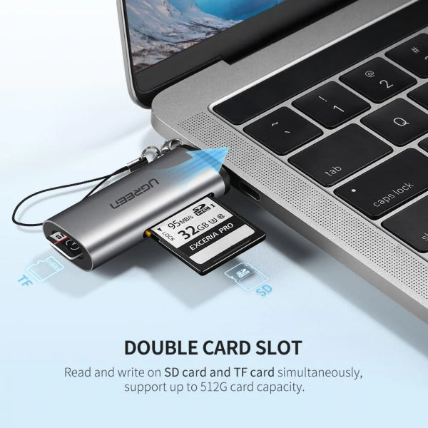 Ugreen USB-C Card Reader CM184, SD - microSD, Grey