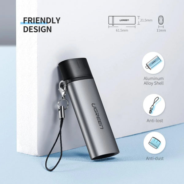 Ugreen USB-C Card Reader CM184, SD - microSD, Grey