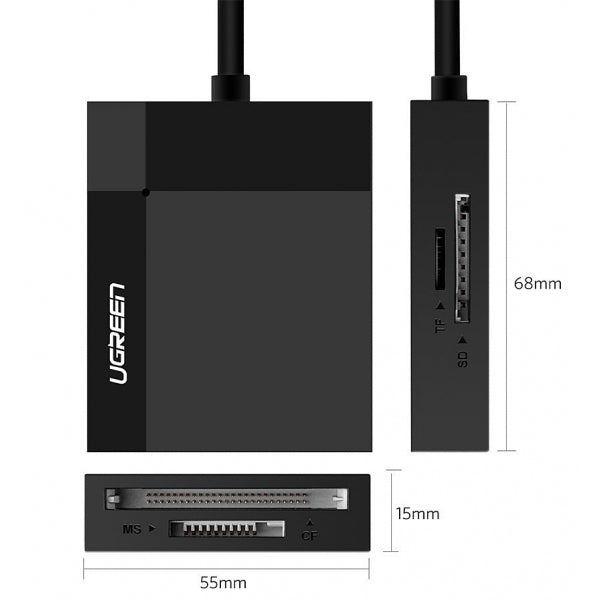 Ugreen USB 3.0 Card Reader CR125, SD - microSD - CF - MS, Black
