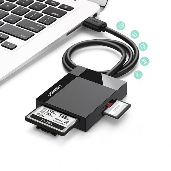 Ugreen USB 3.0 Card Reader CR125, SD - microSD - CF - MS, Black