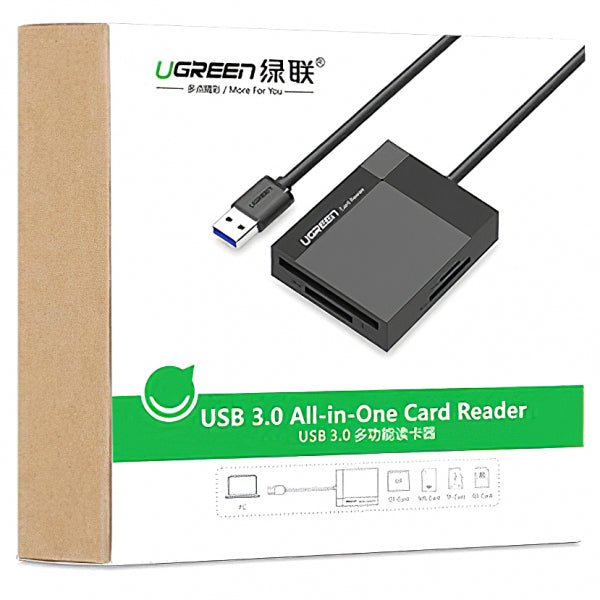 Ugreen USB 3.0 Card Reader CR125, SD - microSD - CF - MS, Black