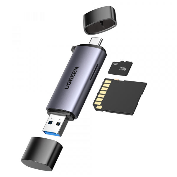 Ugreen USB / USB-C Card Reader CM185, SD - microSD, Grey