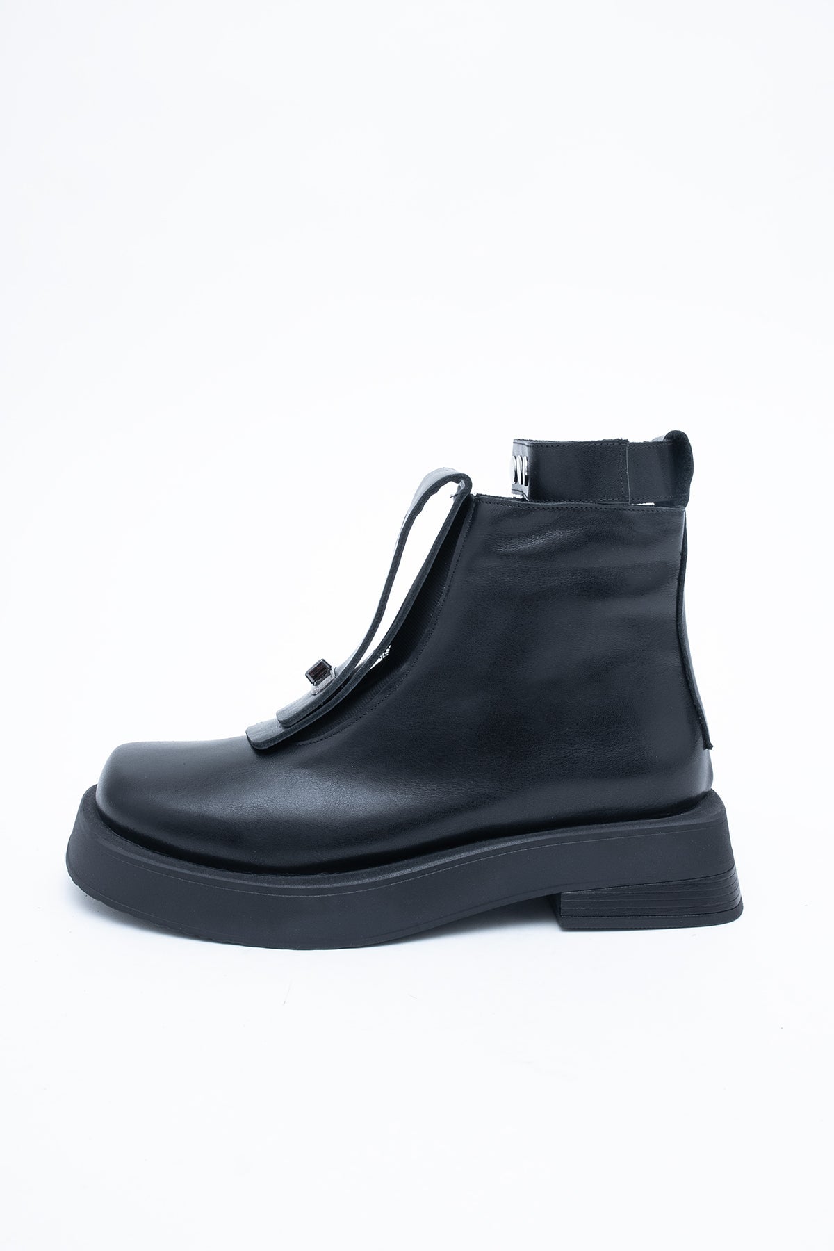 Bottines en cuir avec lanière décorative 2 en 1