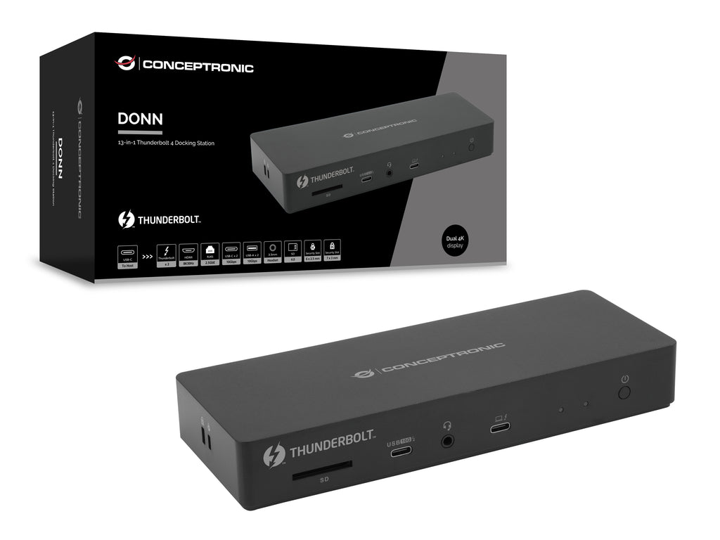 Conceptronic DONN30B Station d'accueil Thunderbolt 4, Noir