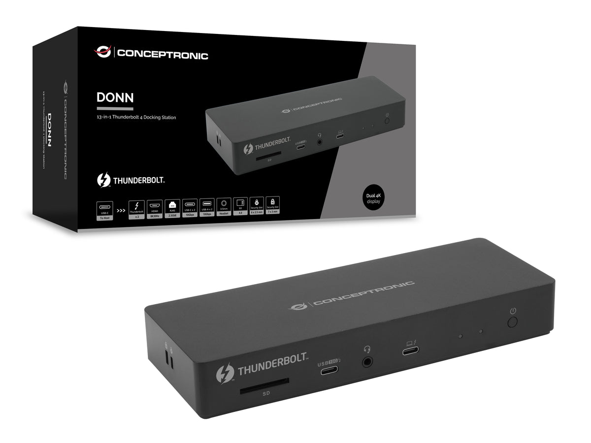Conceptronic DONN30B Station d'accueil Thunderbolt 4, Noir