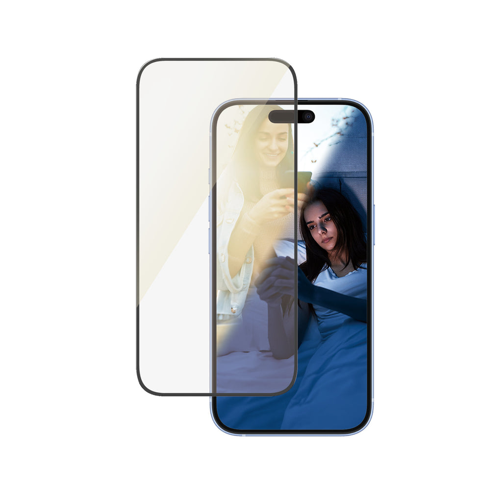 PanzerGlass EyeCARE Protection d'écran Ultra-Wide Fit pour iPhone 16 et iPhone 15, Transparent