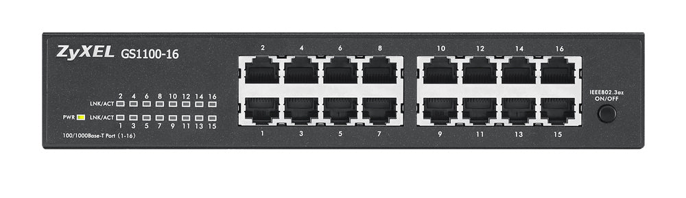 Zyxel GS1100-16 Non-géré Gigabit Ethernet (10/100/1000) Noir - vue 3