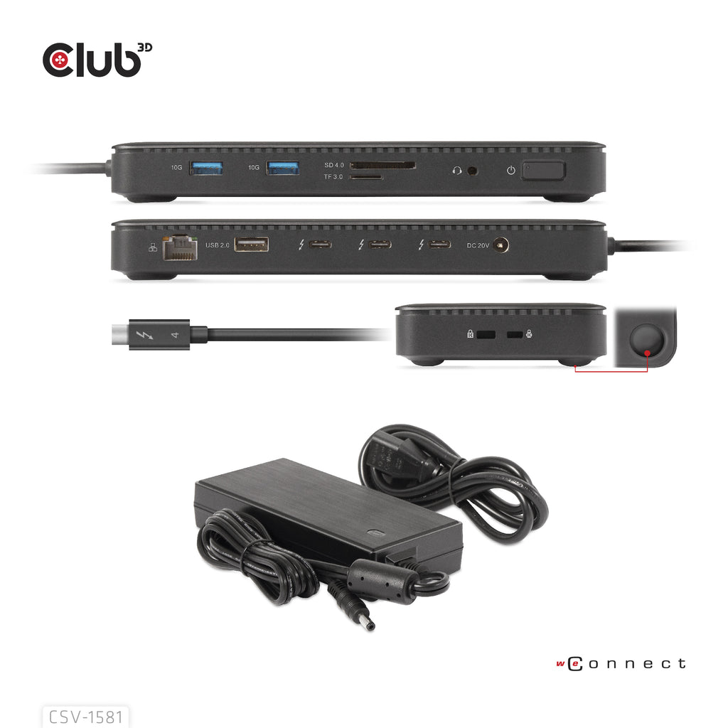 CLUB3D CSV-1581 Station d'accueil Thunderbolt 4, Noir