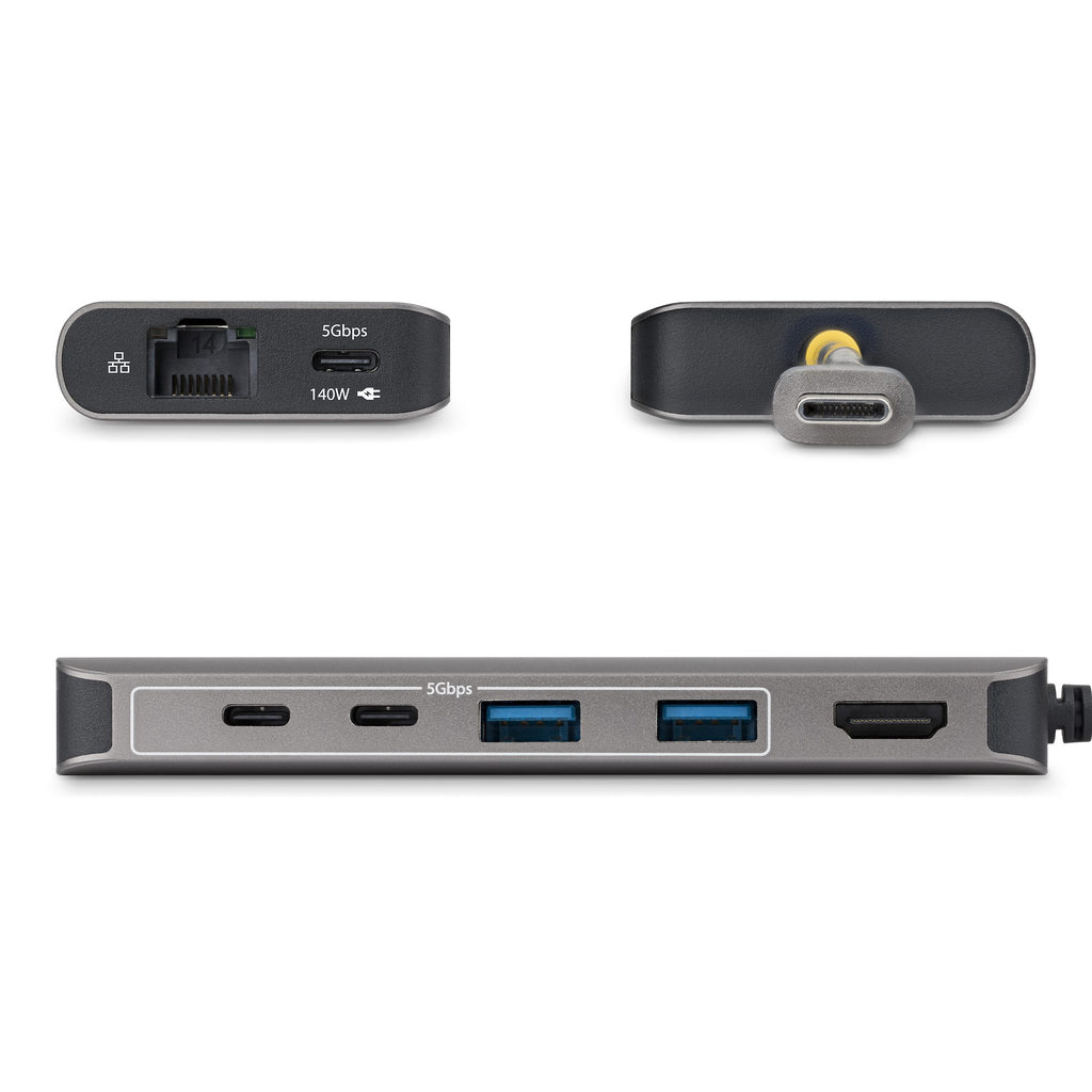 StarTech.com Adaptateur Multiport USB-C vers HDMI 4K 60Hz, Recharge PD 140W, Hub USB 5 Ports 5Gbps, GbE