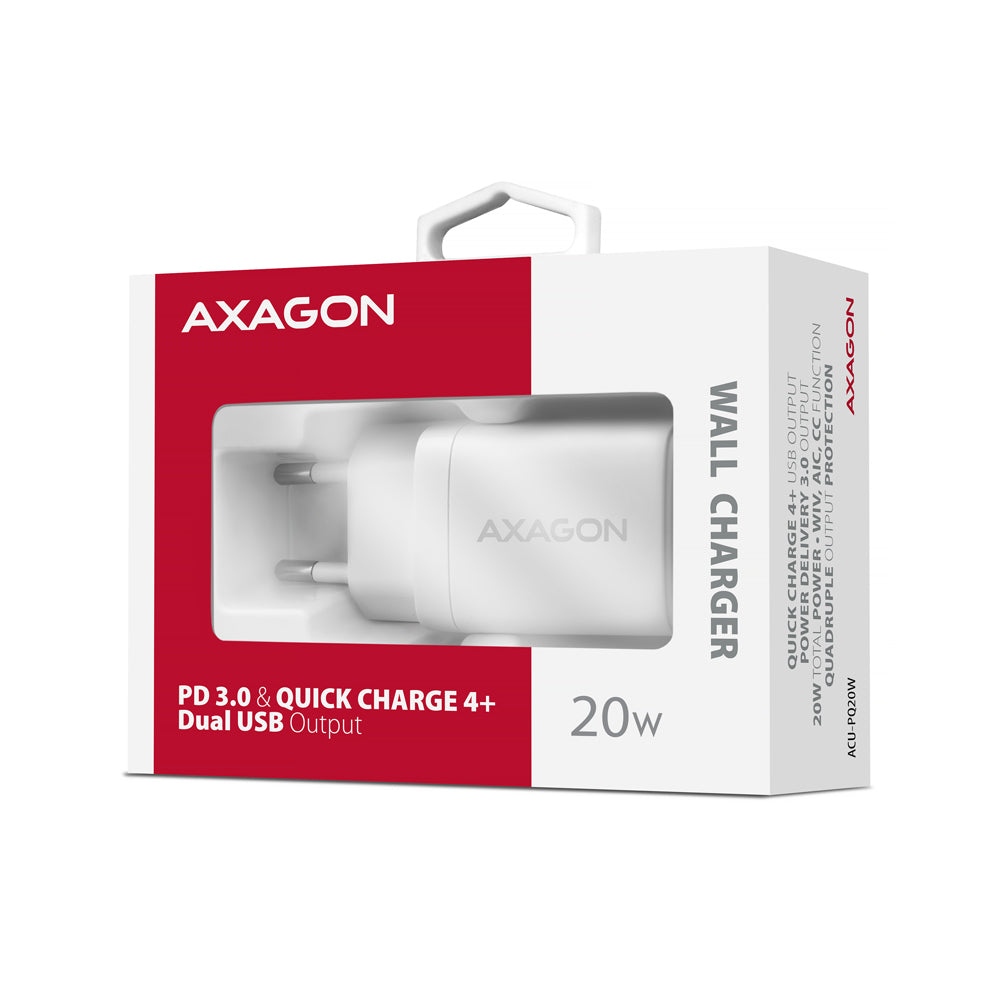 Axagon ACU-PQ20W chargeur d'appareils mobiles Universel Blanc Secteur Charge rapide Intérieure