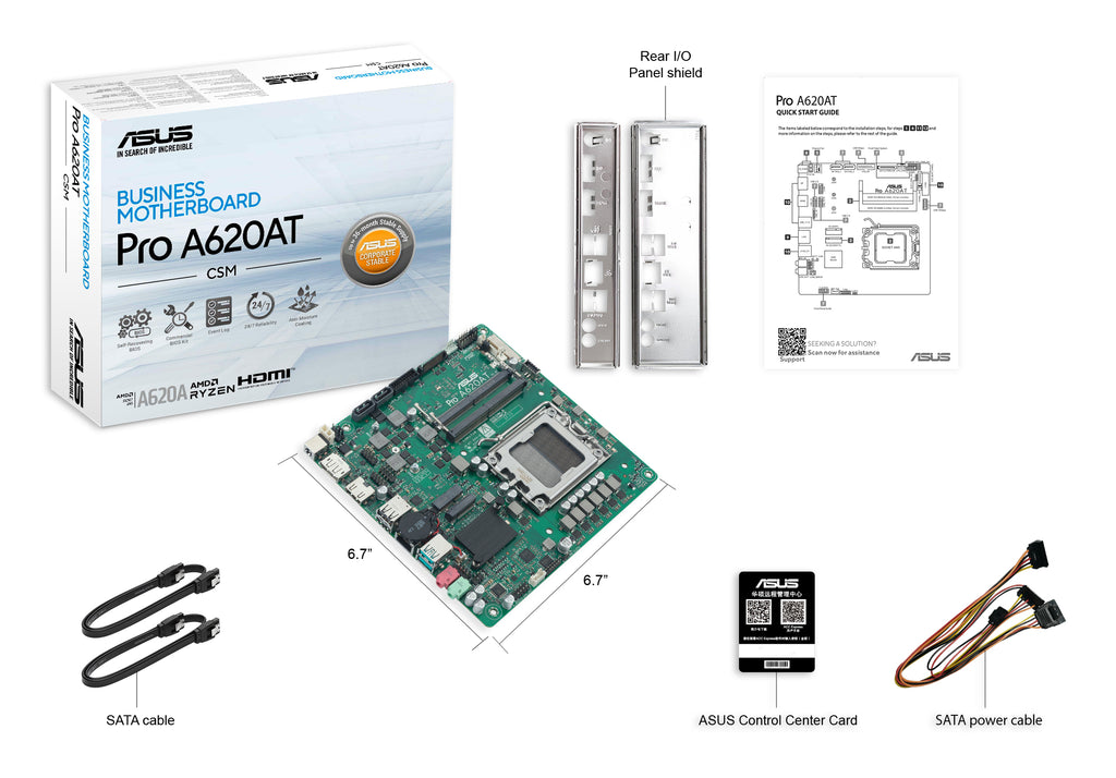 ASUS Pro A620AT-CSM AMD A620A Emplacement AM5 Thin Mini ITX