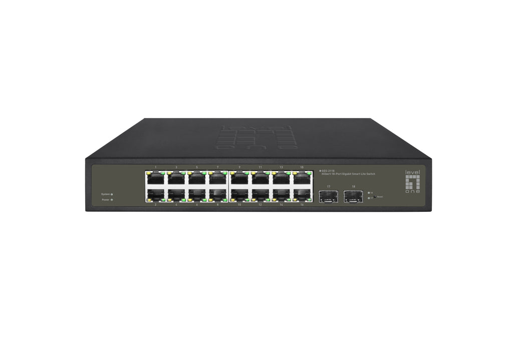 LevelOne GES-2118 Commutateur Réseau Géré L2 Gigabit Ethernet 16 Ports, Noir