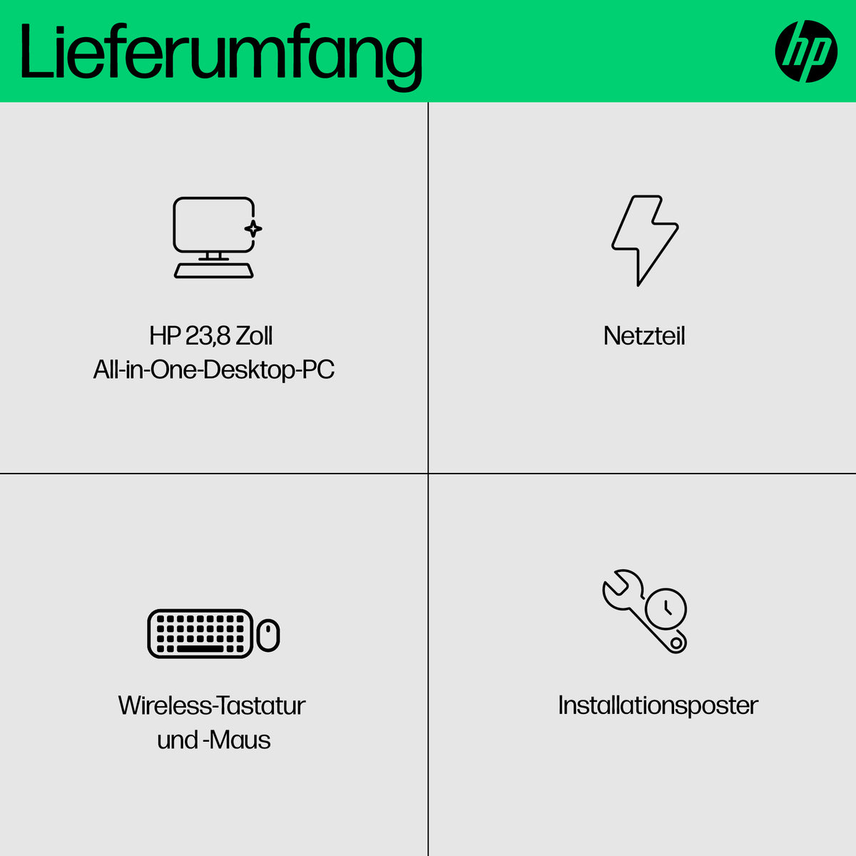 HP All-in-One Touch PC 24-cr0241ng, Écran Tactile 60,5 cm (23,8"), Intel Core i3 N300, 8GB RAM, 512GB SSD, Windows 11