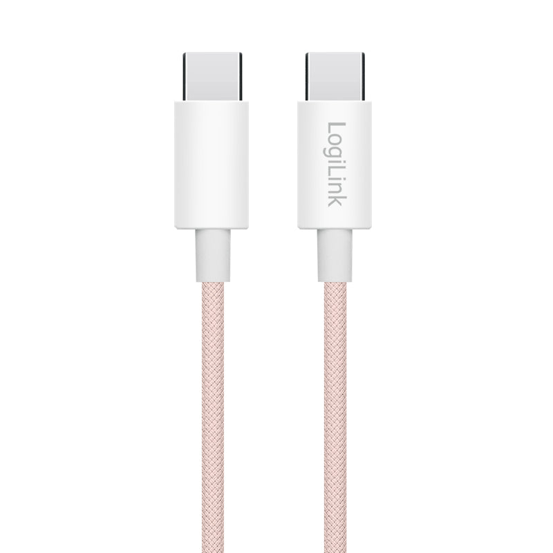 LogiLink CU0343 câble USB USB 2.0 1 m USB C 0,48 Gbit/s 60 W Rose - vue 2