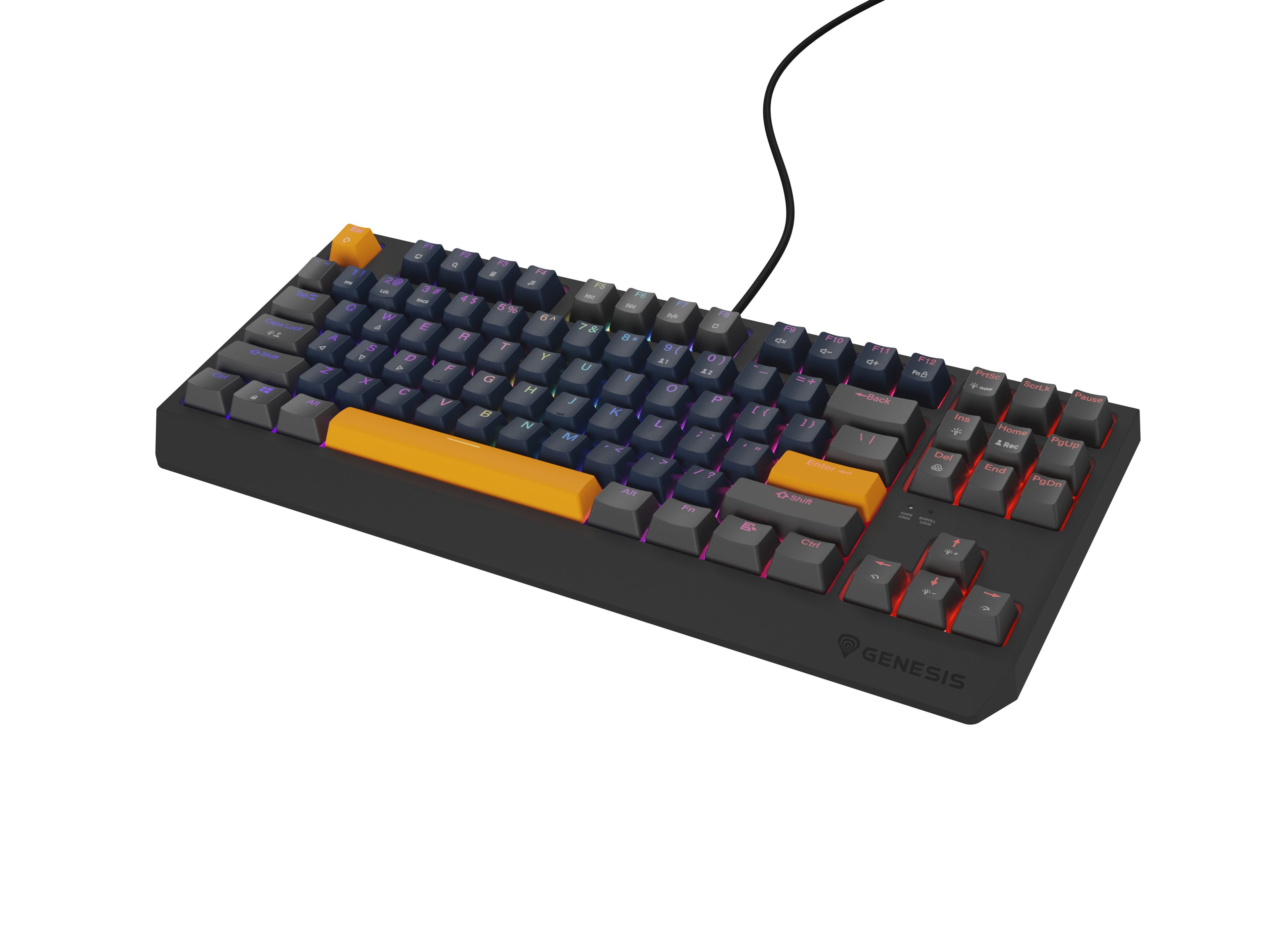 GENESIS THOR 230 TKL clavier Gaming USB + RF Wireless + Bluetooth QWERTY Noir, Bleu, Gris, Orange