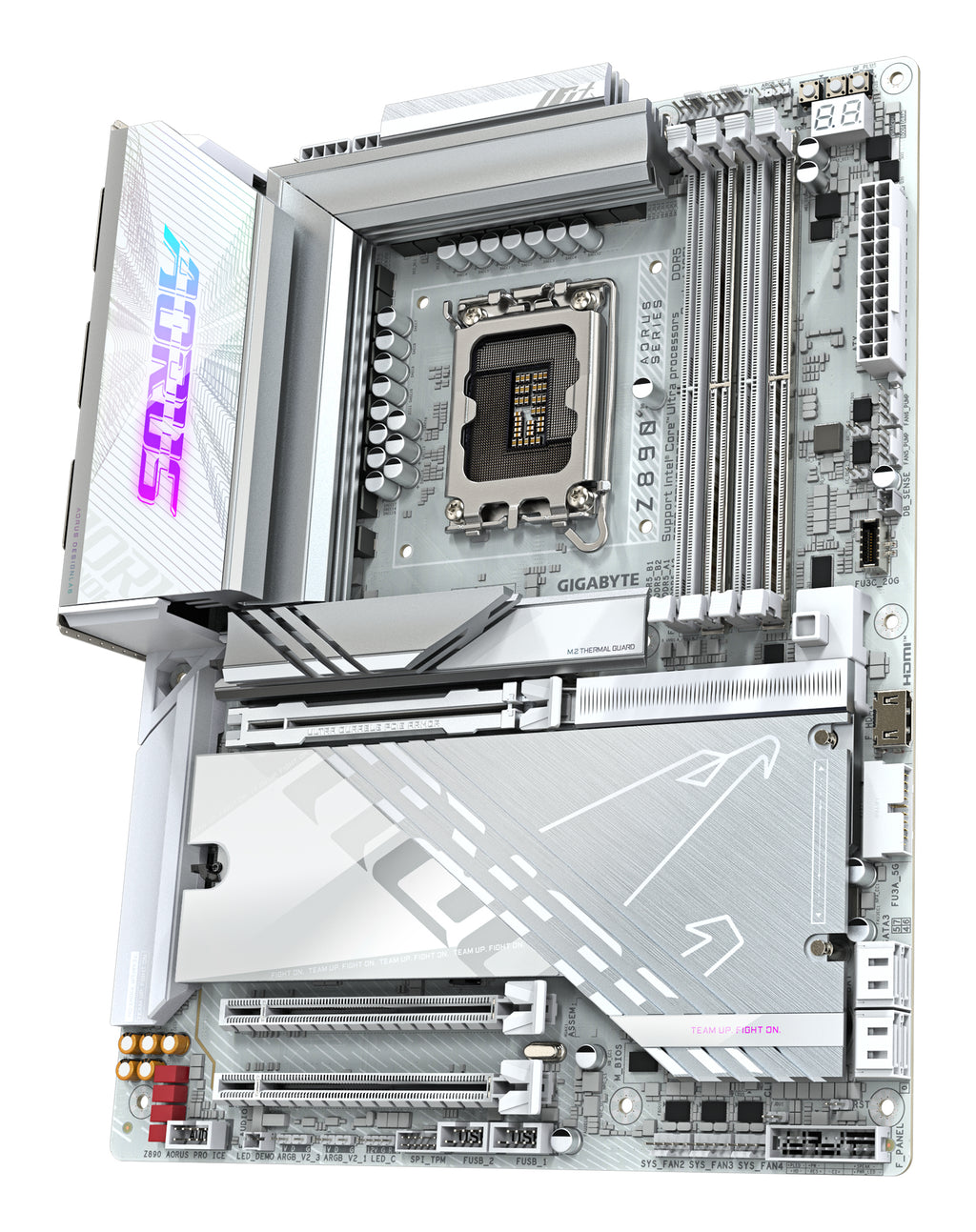 GIGABYTE Carte mère Z890 AORUS PRO ICE - Prend en charge les processeurs Intel Core Ultra (Série 2), VRM à 16+1+2 phases, jusqu'à 9500MHz DDR5 (OC), 1xPCIe 5.0 + 4xPCIe 4.0, Wi-Fi 7, LAN 5GbE, Thunderbolt 4