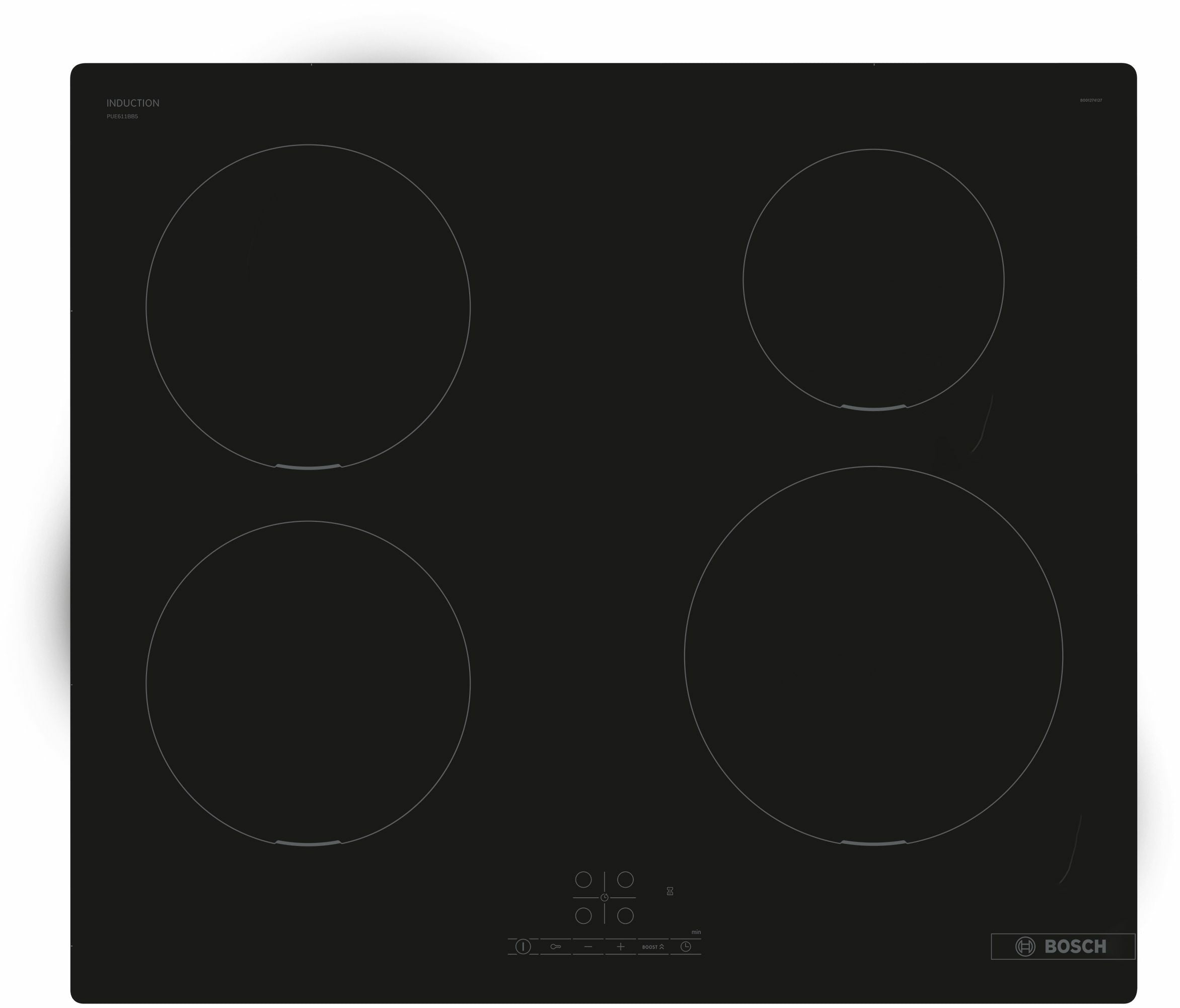 Bosch Bosch Serie 4 PUE611BB5E plaque Noir Intégré 60 cm Plaque avec zone à induction 4 zone(s)