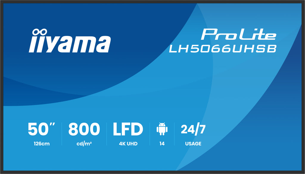 iiyama LH5066UHSB-B1AG Écran d'affichage dynamique Écran plat de signalisation numérique 127 cm (50") LCD Wifi 800 cd/m²
