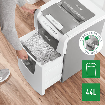 Leitz 80140000 Destructeur de Papier Micro-broyage, 44L, 55 dB, Gris et Blanc