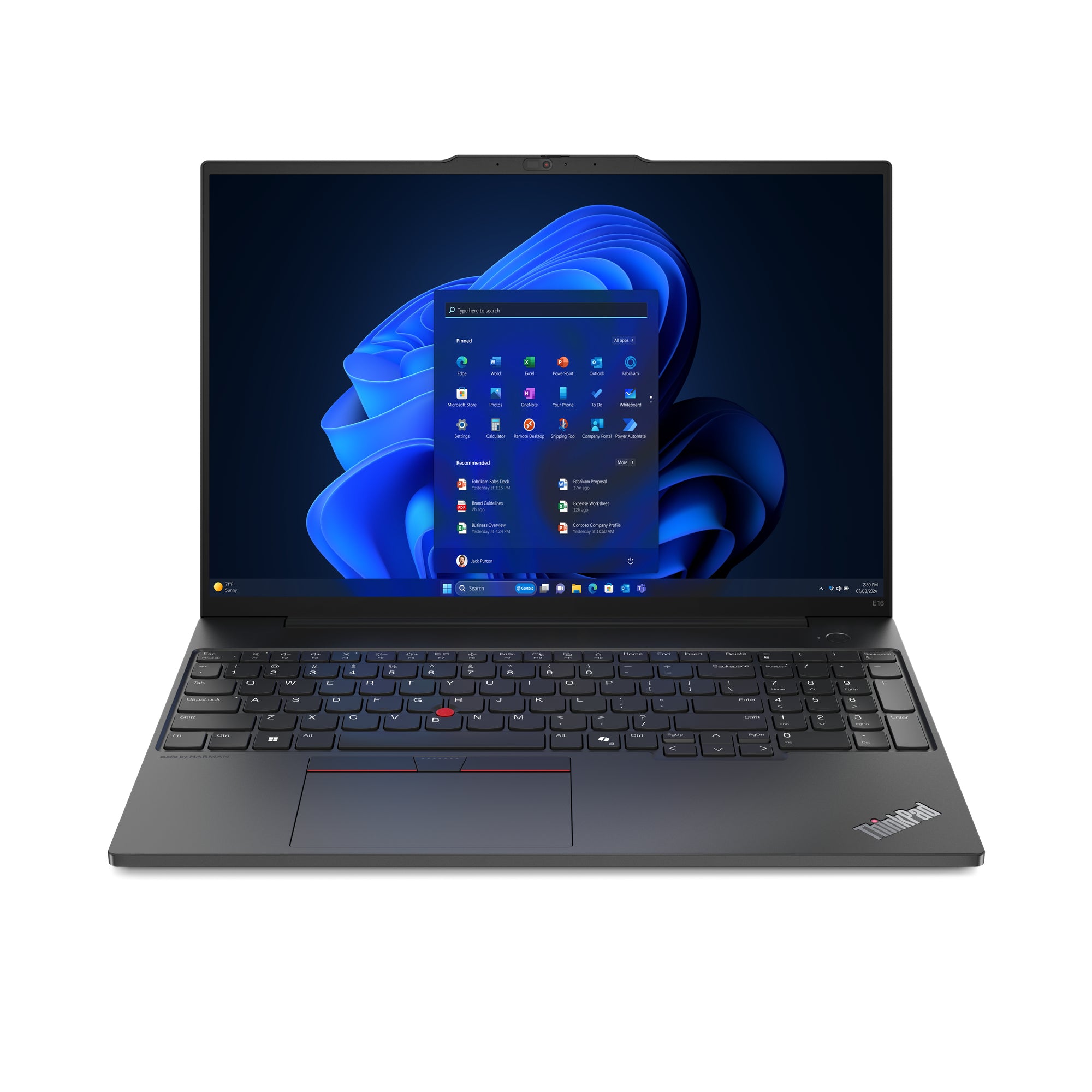 Lenovo ThinkPad E16 Gen 2 (Intel) Intel Core Ultra 7 155H Ordinateur portable 40,6 cm (16") WUXGA 32 Go DDR5-SDRAM 1 To SSD Wi-Fi 6E (802.11ax) Windows 11 Pro Allemand Noir