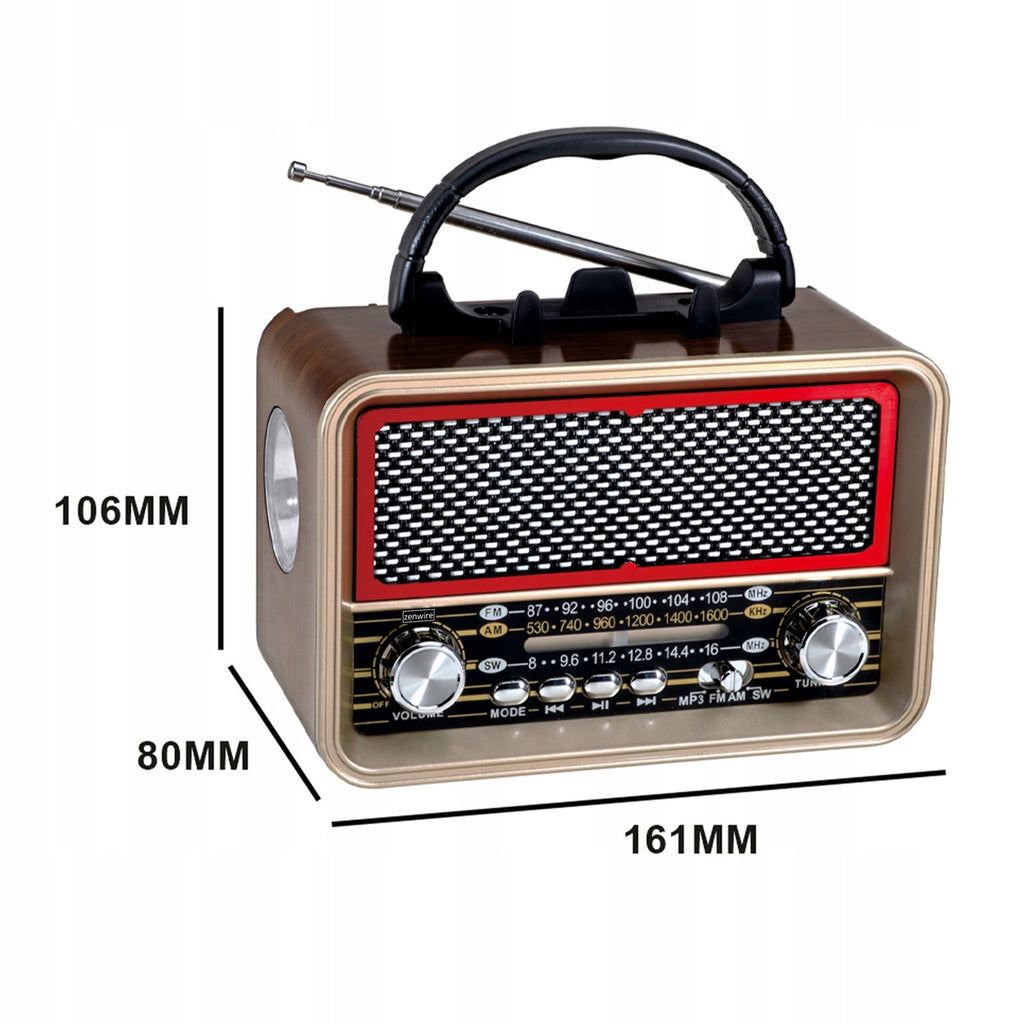 Radio Retro FM solaire Bluetooth portable à piles, avec antenne USB-C Zenwire BT-S060