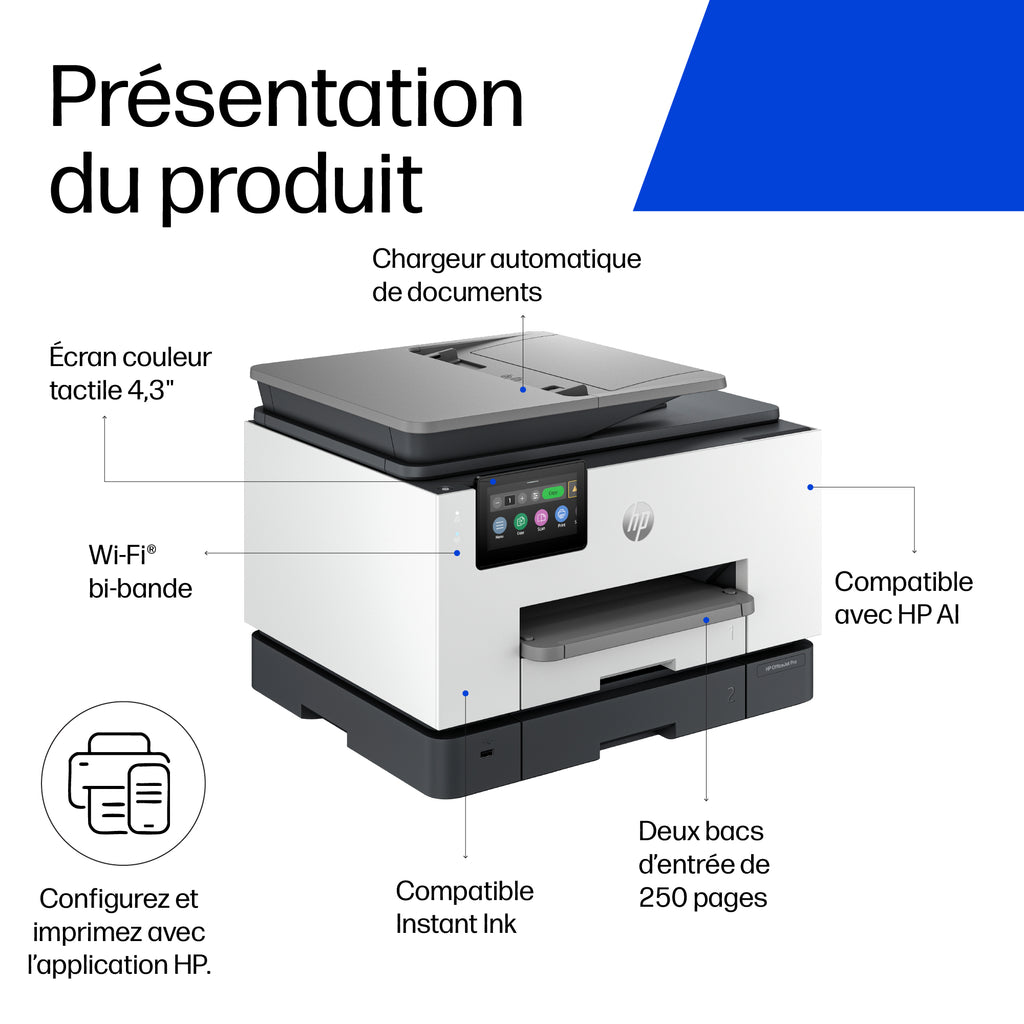 Imprimante Multifonction Couleur Sans Fil OfficeJet Pro 9132e, Impression Recto-Verso