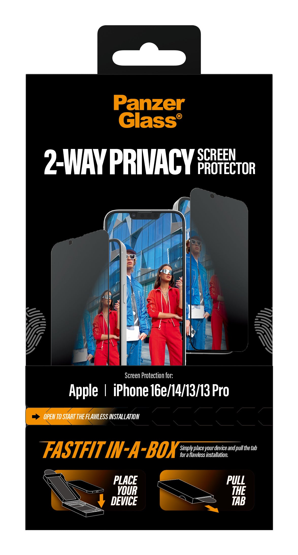 PanzerGlass Protecteur d'Écran de Confidentialité 2-Way Ultra-Wide Fit pour iPhone 16e, 14, 13, 13 Pro avec FASTFIT IN-A-BOX - vue 3