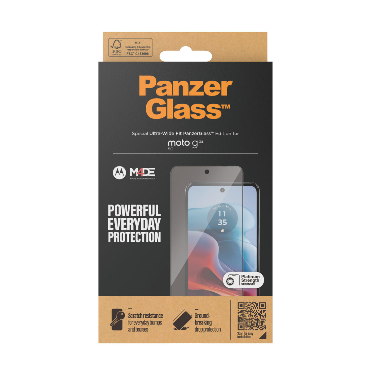 PanzerGlass ® Screen Protector Motorola moto g34 5G | Ultra-Wide Fit Protection d'écran transparent 1 pièce(s)
