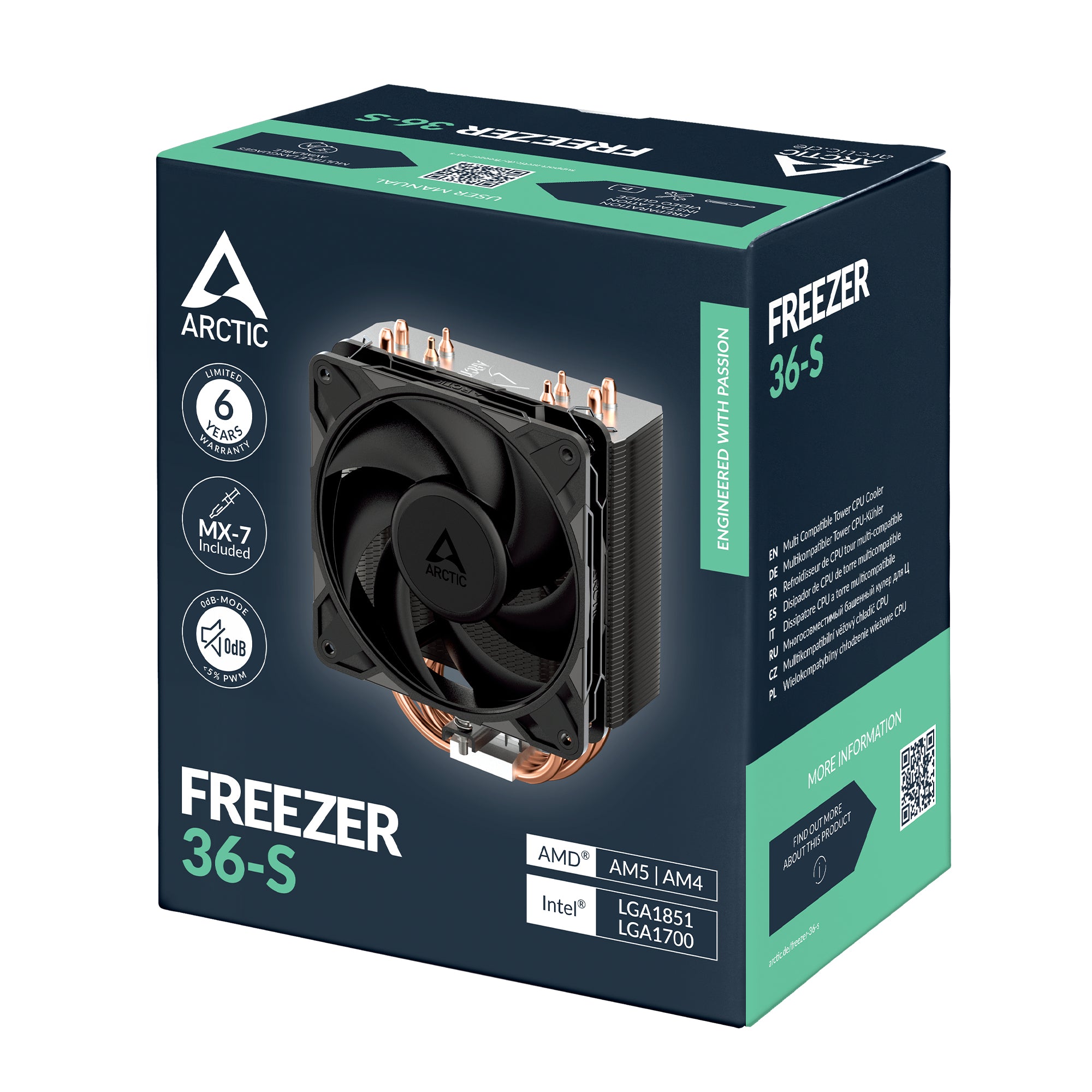 ARCTIC Freezer 36-S Processeur Refroidisseur d'air 12 cm Noir, Acier inoxydable 1 pièce(s)
