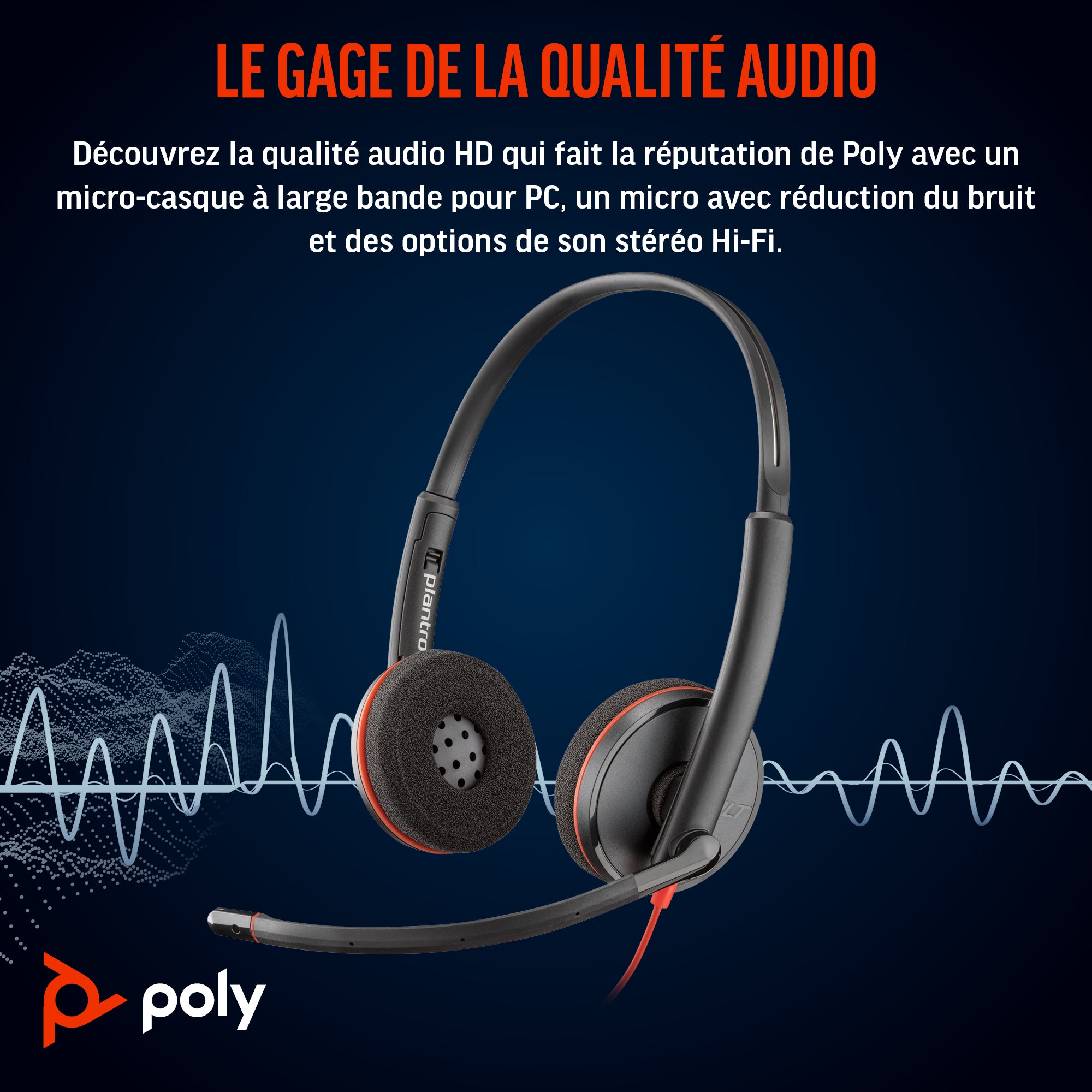 HP Poly Micro-casque stéréo USB-C Poly Blackwire 3220 + adaptateur USB-C/A (lot)