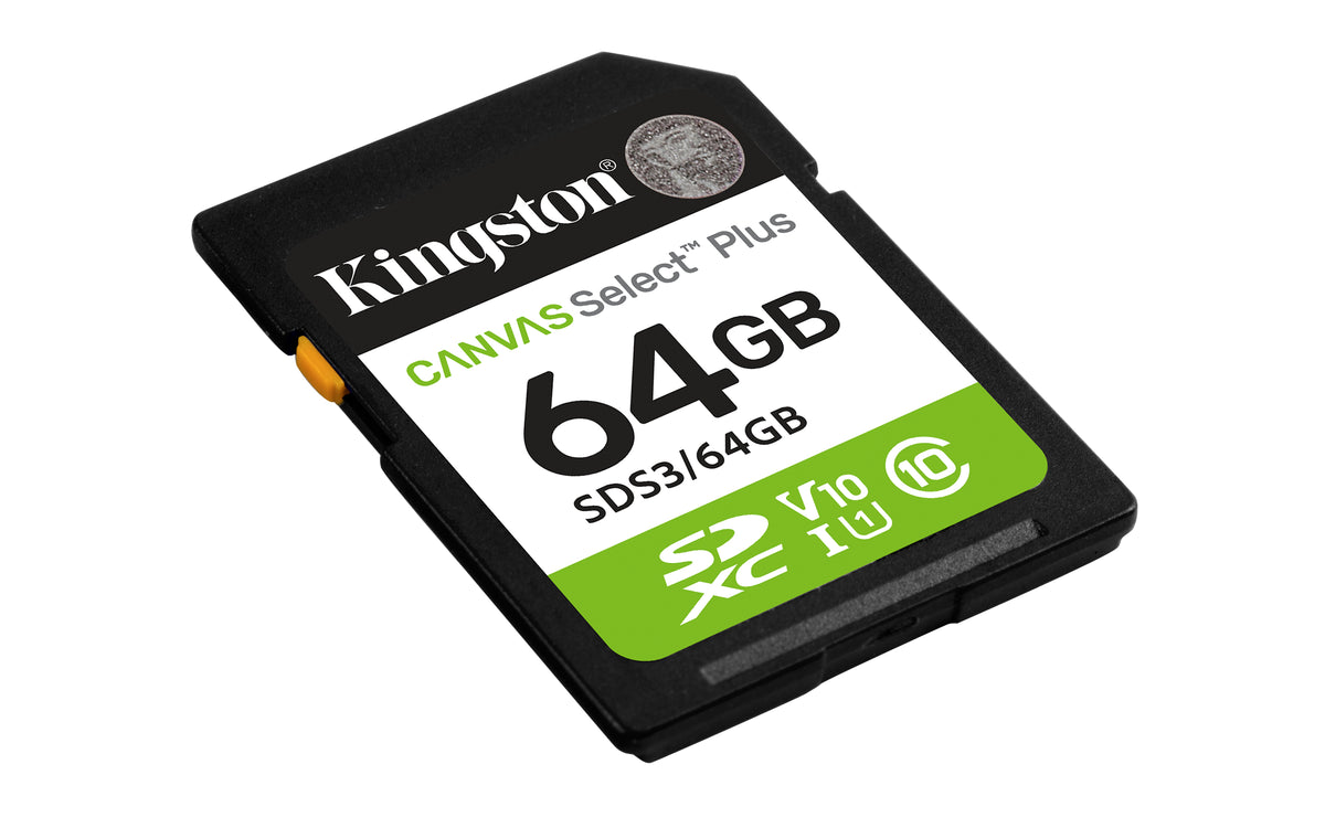 Kingston Technology 64 Go SDXC Canvas Select Plus Gen3 100 Mo/s C10 UHS-I U1 V10