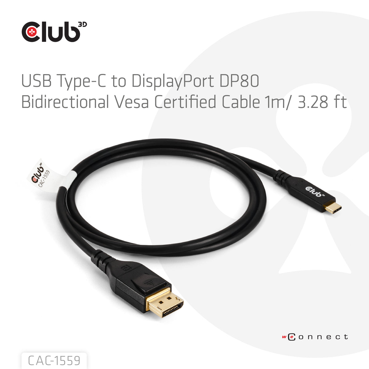 CLUB3D CAC-1559 Câble Adaptateur USB Type-C vers DisplayPort, Noir, 1 m