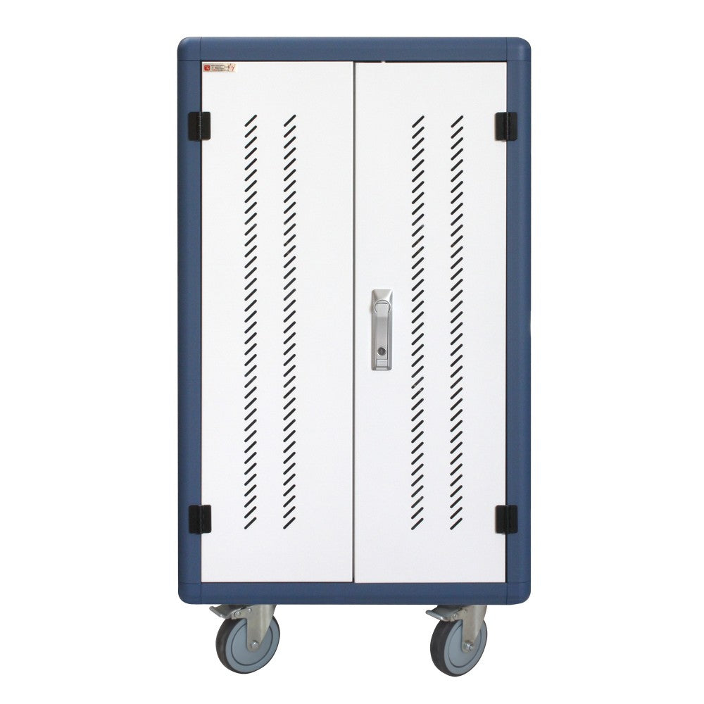 Techly I-CABINET-30DUTY chariot et rangement roulant Classe mobile de charge et de gestion Blanc, Bleu