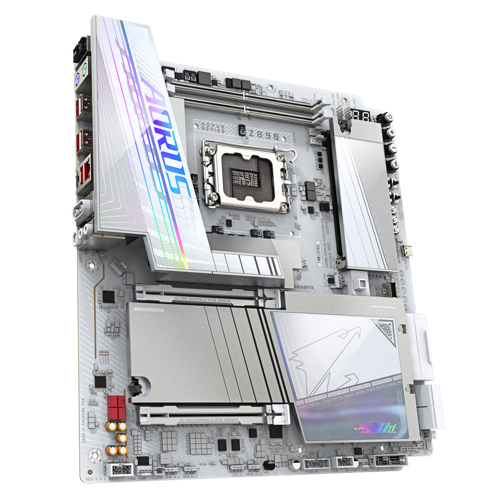 GIGABYTE Z890 AORUS TACHYON ICE Carte Mère Intel Core Ultra (Série 2), DDR5 9500 MHz (O.C), PCIe 5.0, Wi-Fi 7, LAN 5 GbE
