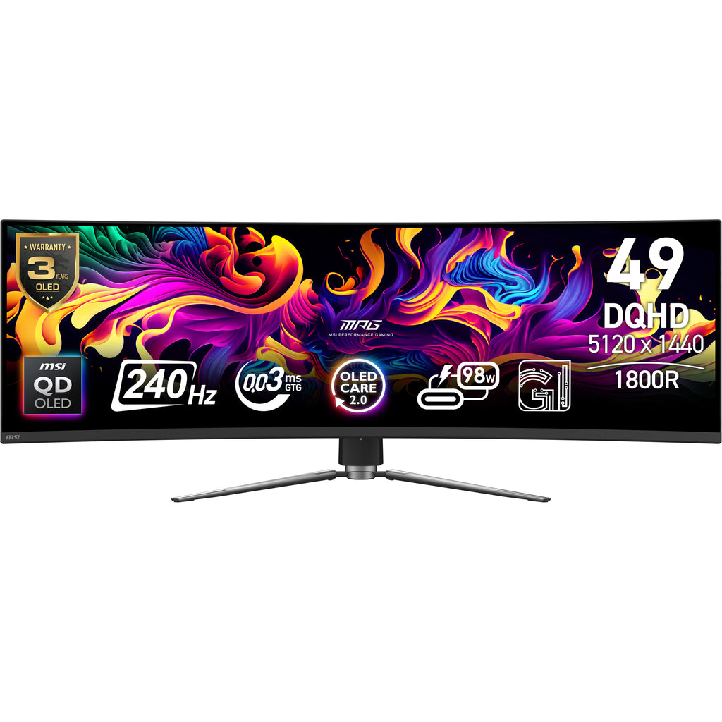 MSI MPG 491CQPXDE QD-OLED écran plat de PC 124,5 cm (49") 5120 x 1440 pixels Dual QHD Noir