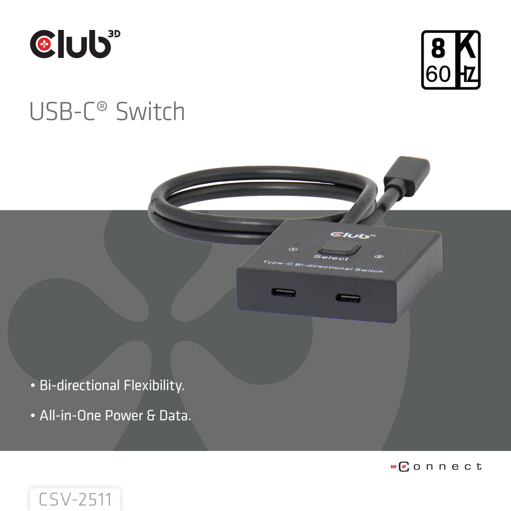 CLUB3D CSV-2511 répartiteur vidéo USB Type-C 2x DisplayPort