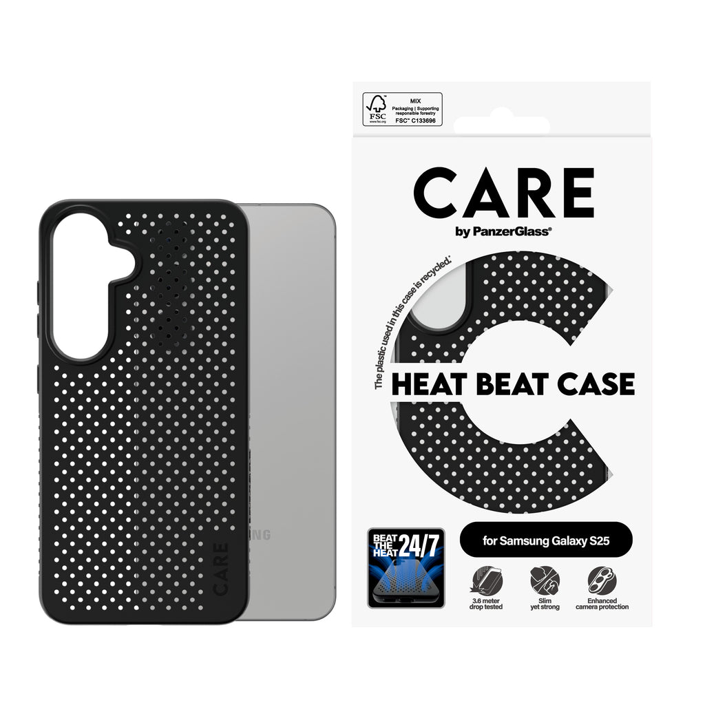 PanzerGlass PanzerGlass CARE™ by ® Case Heat Beat Samsung Galaxy S25 coque de protection pour téléphones portables Housse Noir