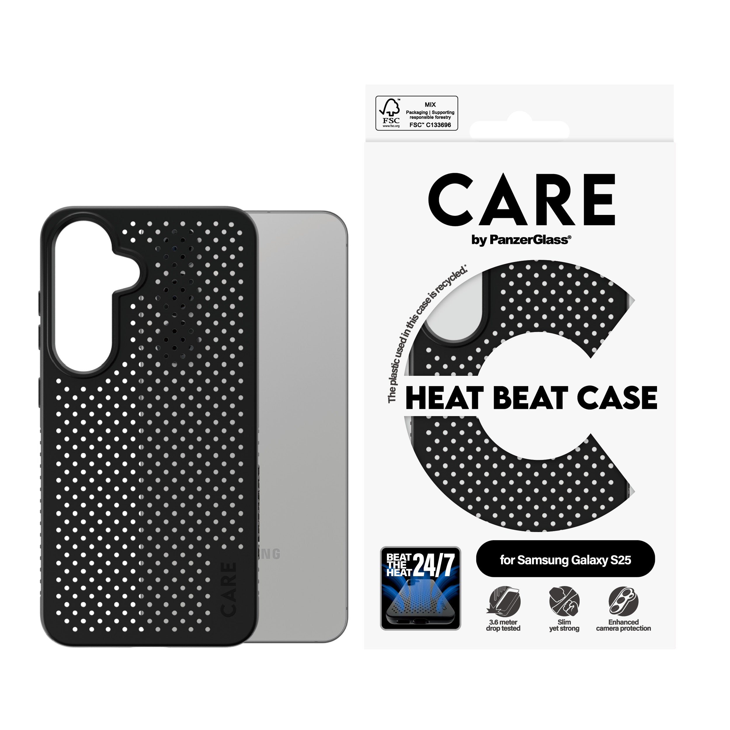 PanzerGlass PanzerGlass CARE™ by ® Case Heat Beat Samsung Galaxy S25 coque de protection pour téléphones portables Housse Noir