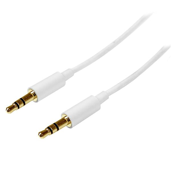 StarTech.com Câble Audio Stéréo Mini-Jack 3.5mm Slim 2m Mâle vers Mâle, Blanc