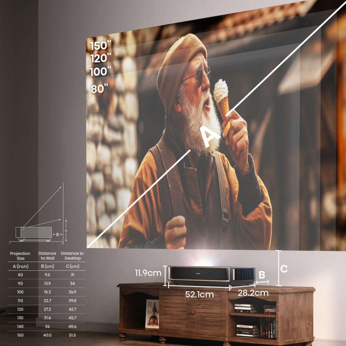 Hisense PT1 Projecteur à focale ultra courte UHD 4K (3840x2160) Compatibilité 3D Noir - vue 6
