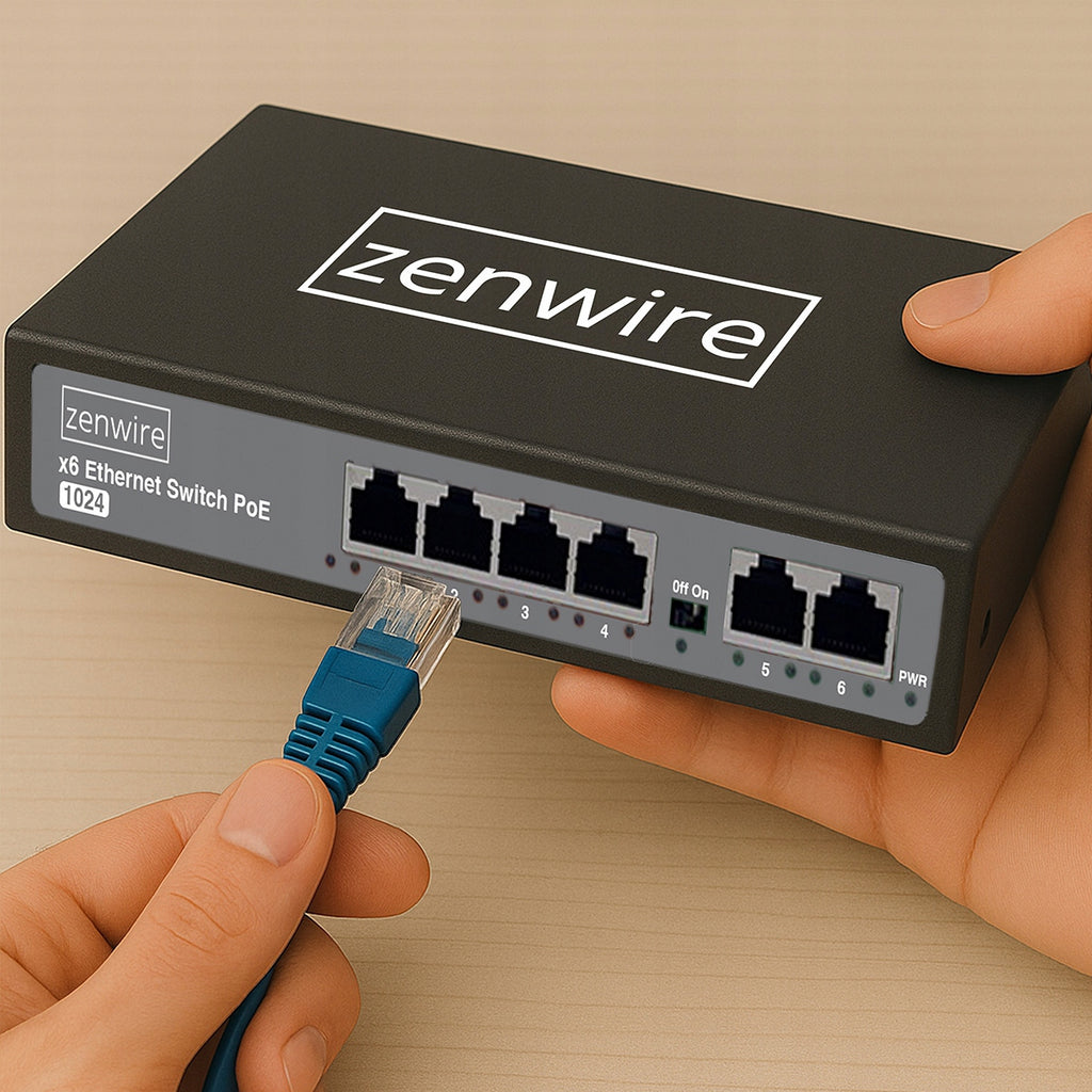 Commutateur avec alimentation et répartiteur POE LAN 8 ports, 6 ports Ethernet RJ45 100 Mbps pour caméras Zenwire 1024