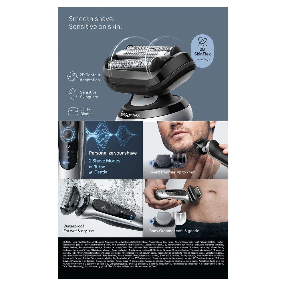 Braun Series 6 62-S7650cc Rasoir à grille Tondeuse Argent
