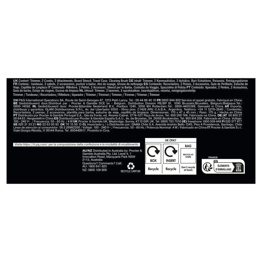 Braun BeardTrimmer 9 BT9520 F1 Batterie Mouillé & sec Noir, Gris