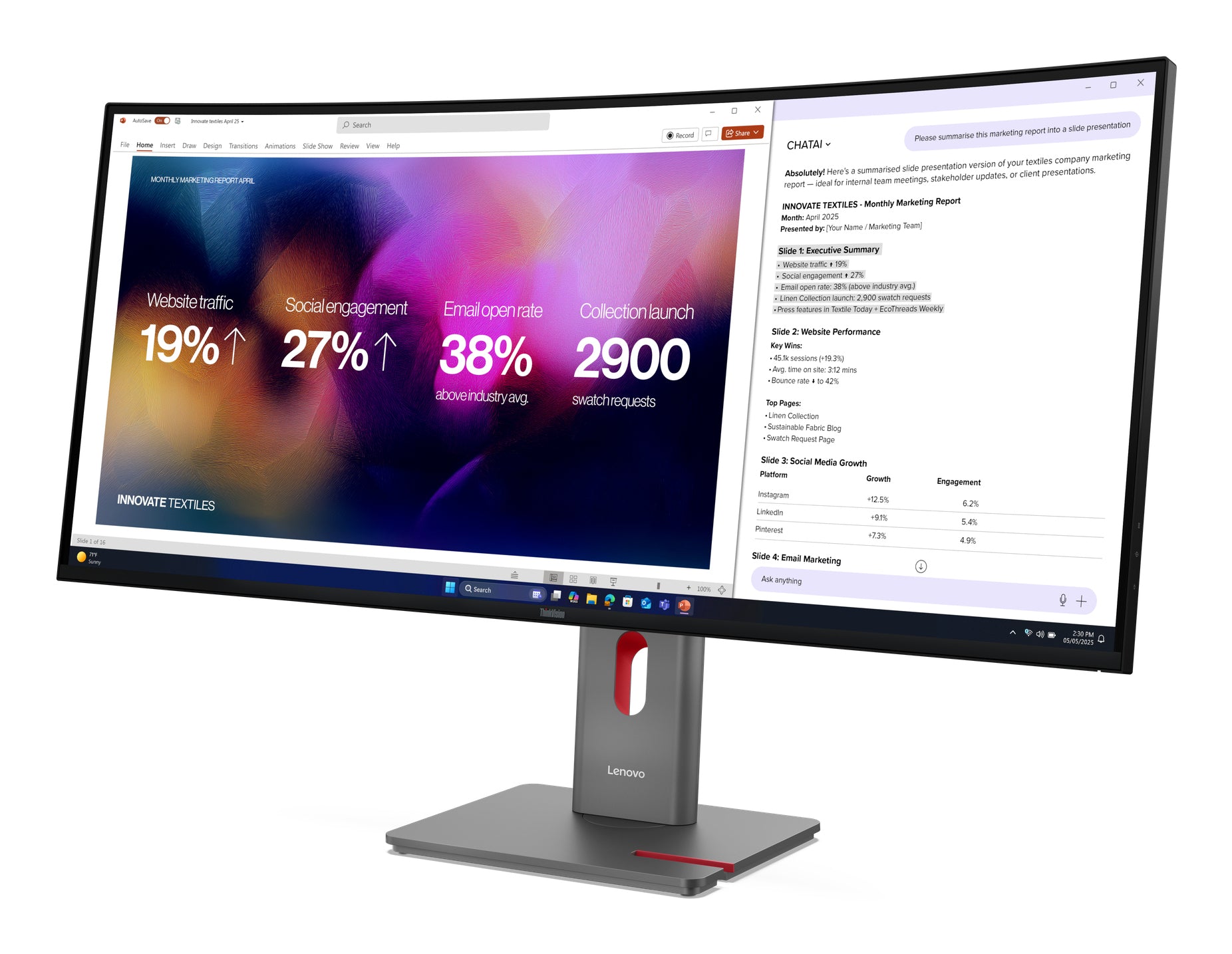 Lenovo ThinkVision P40WD-40 Moniteur