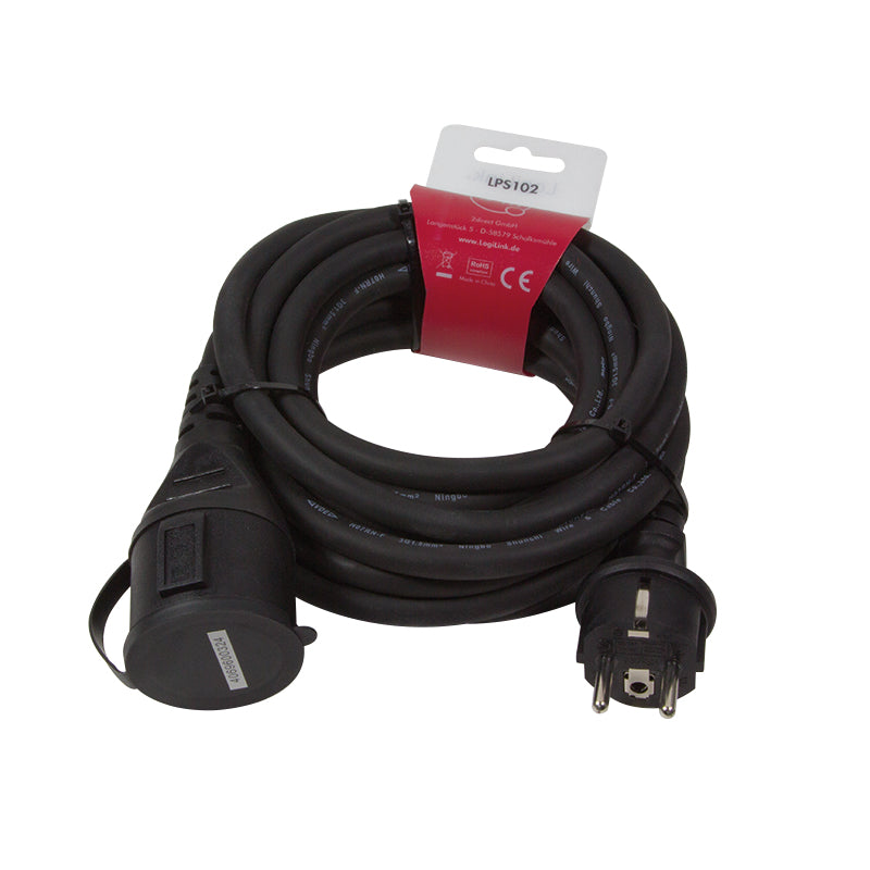 LogiLink Rallonge Électrique 5m 2x Schuko, Noir