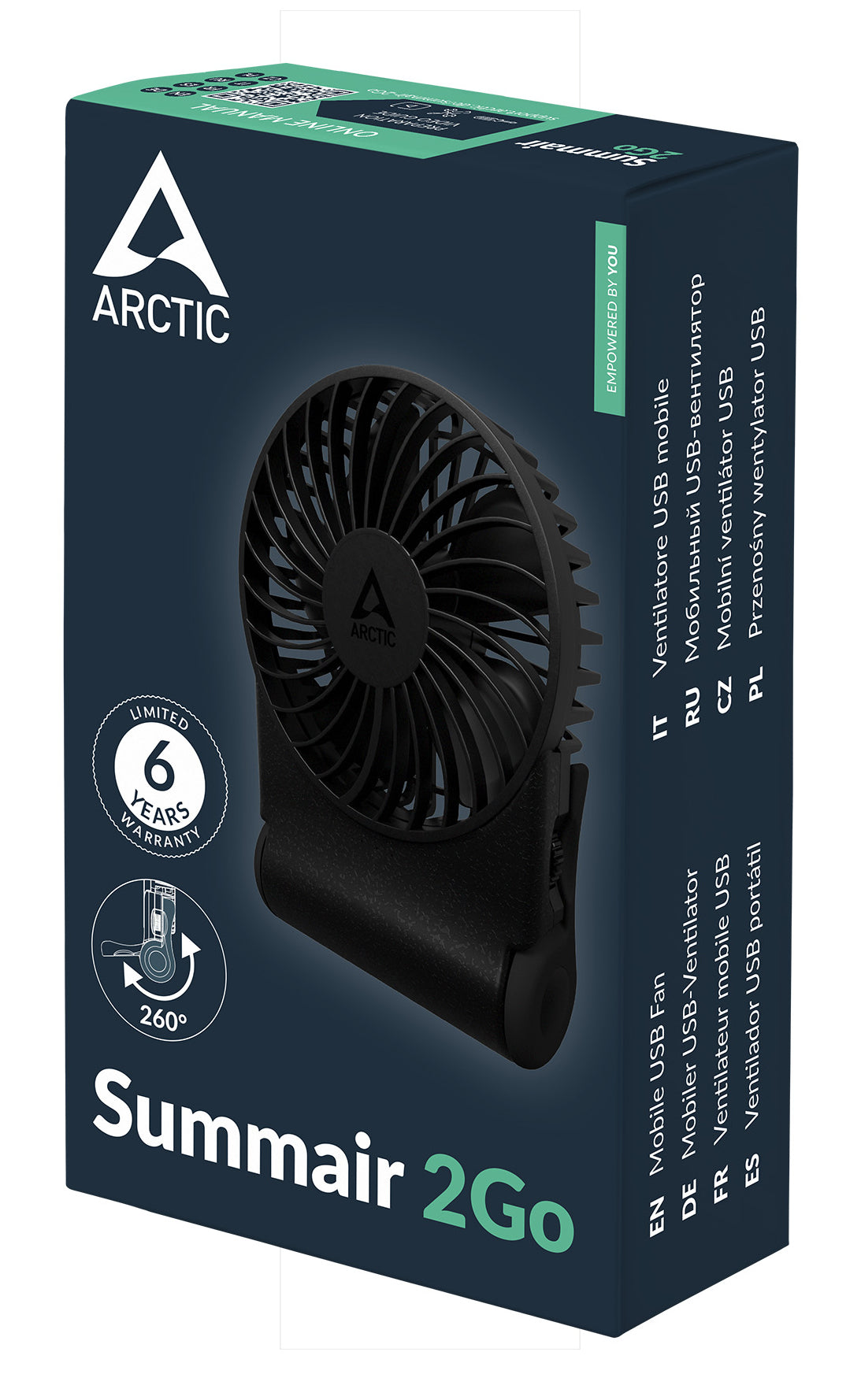 ARCTIC Summair 2Go Noir 9,1 cm Ventilateur portable