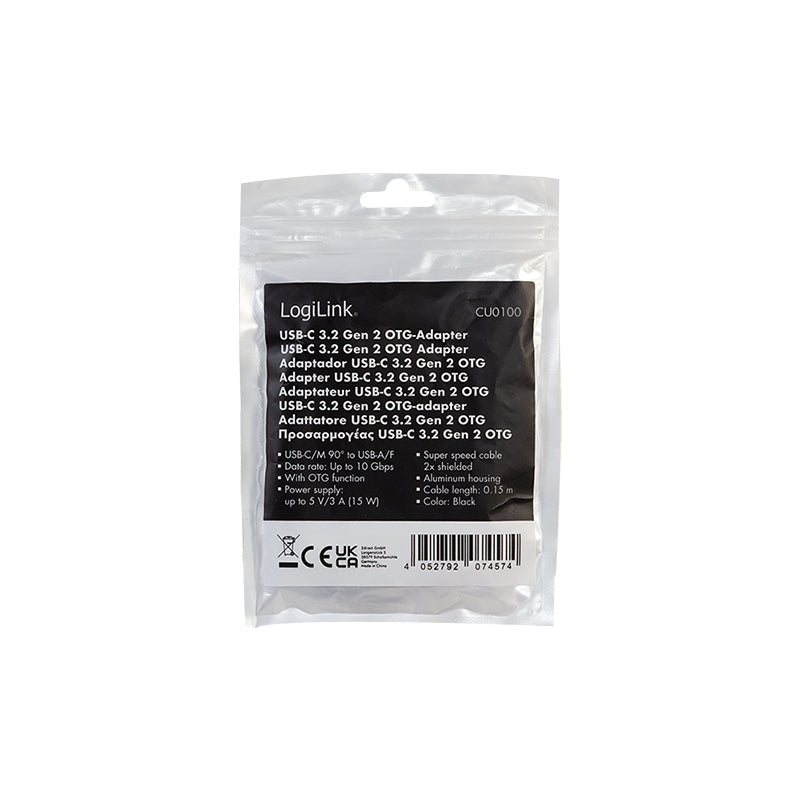 LogiLink CU0100 changeur de genre de câble USB Type-C USB Type-A Noir