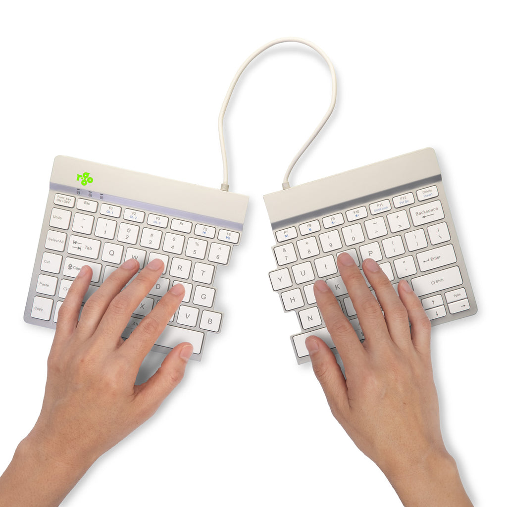 R-Go Tools R-Go Tools Clavier ergonomique R-Go Split Break avec logiciel de pause, clavier ergonomique divisé, QWERTY (US), bluetooth, blanc