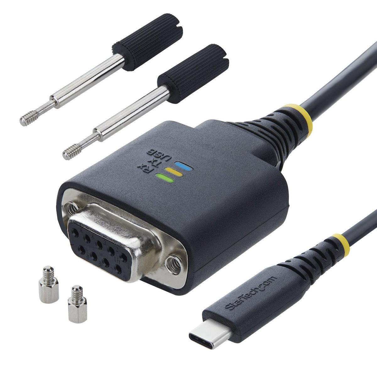 StarTech.com Câble Adaptateur Série Null Modem USB-C (2m/6,6 Pi), Rétention COM, FTDI, Type-C vers Port Femelle DB9 RS23
