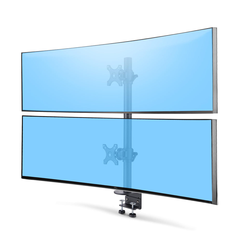 StarTech.com Support de Bureau pour 2 Moniteurs Empilés Verticalement jusqu'à 49", Capacité 32kg, Pince en C, VESA